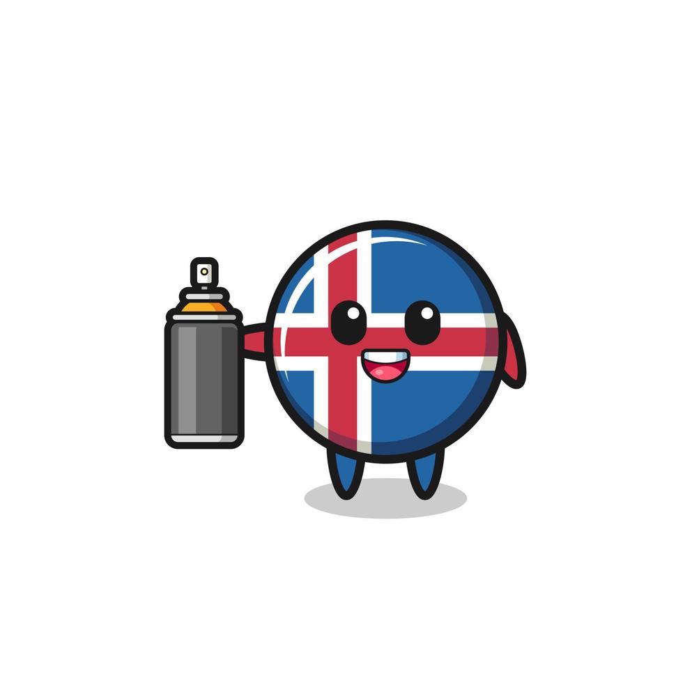 the cute iceland flag as a graffiti bomber vector