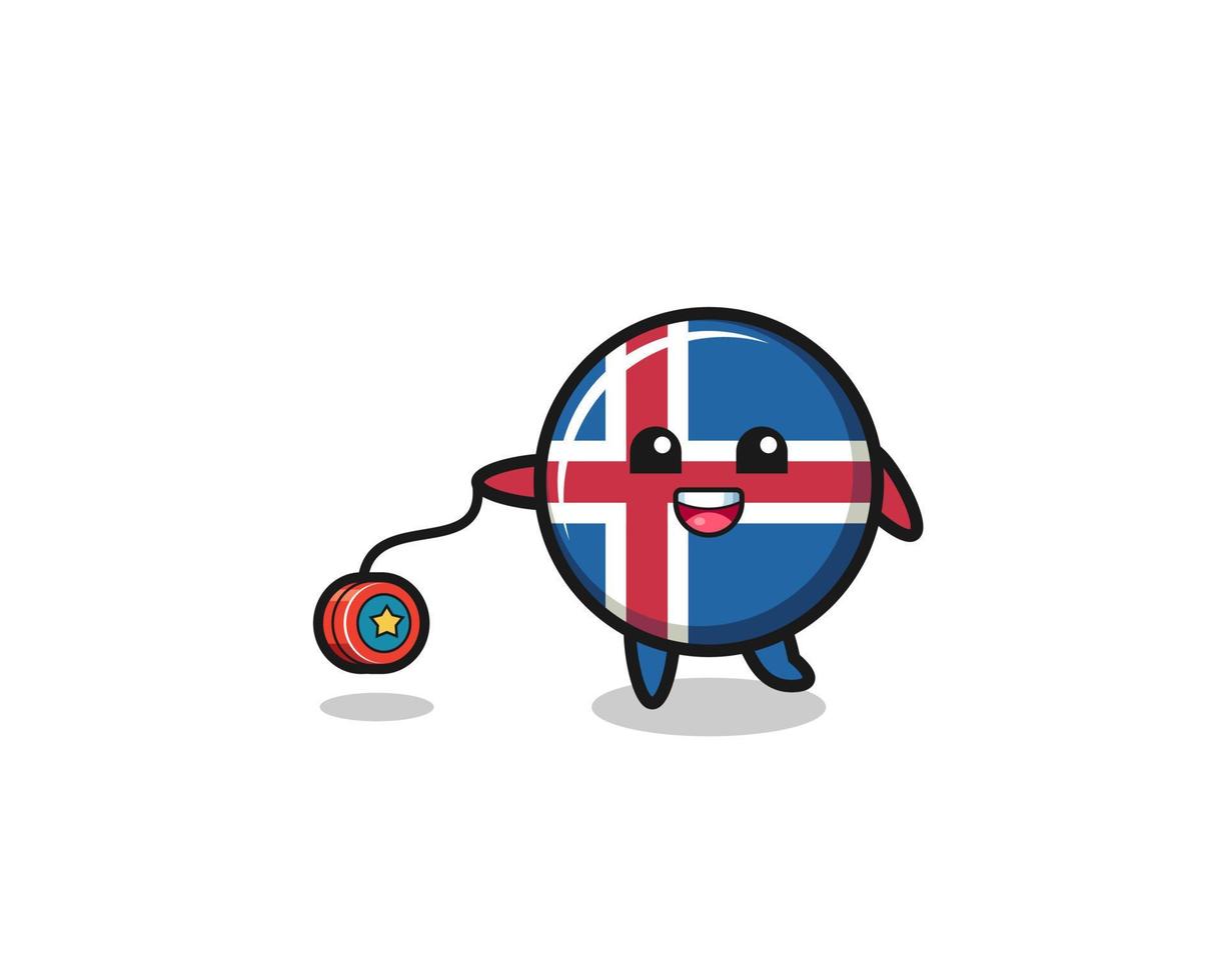 cartoon of cute iceland flag playing a yoyo vector