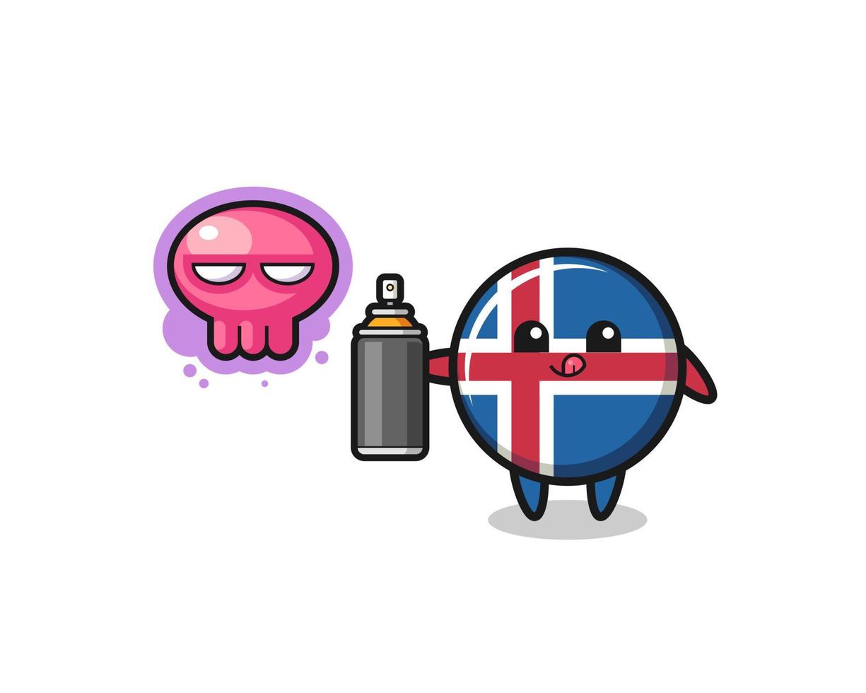 iceland flag cartoon make a graffiti with a spray paint vector