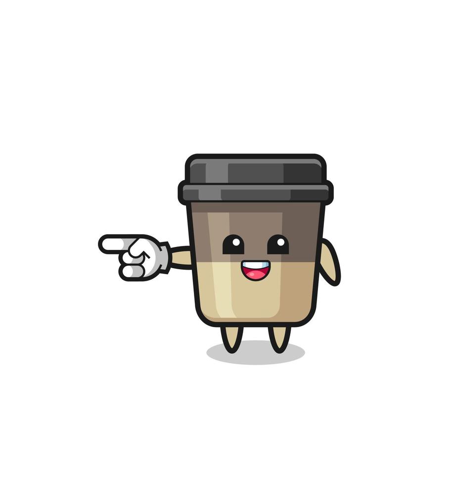 coffee cup cartoon with pointing left gesture vector