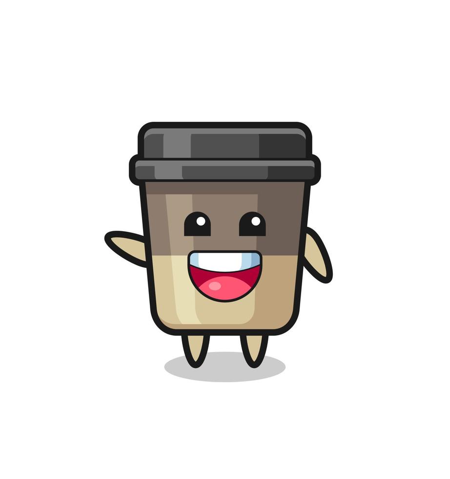 happy coffee cup cute mascot character vector