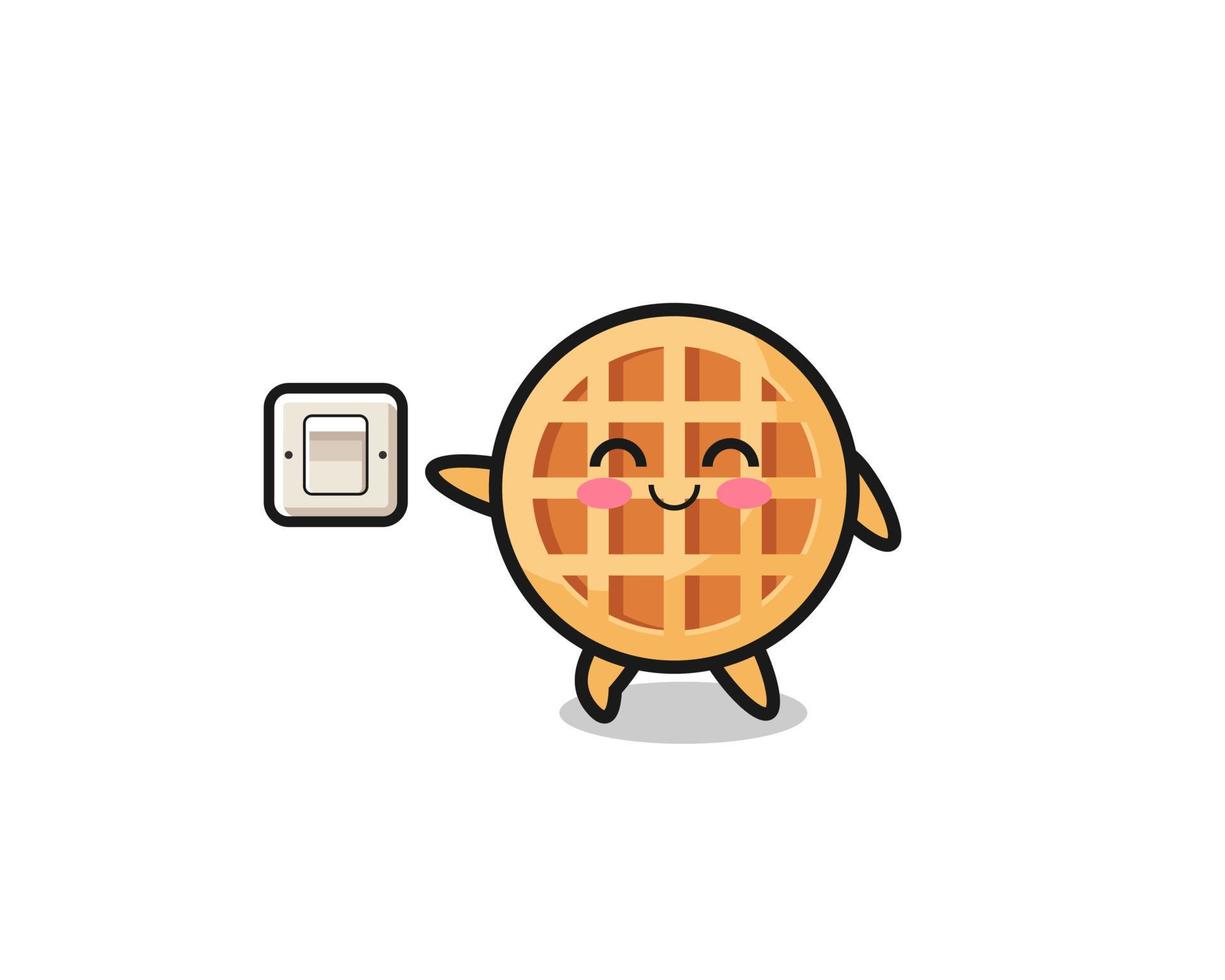 cartoon circle waffle is turning off light vector