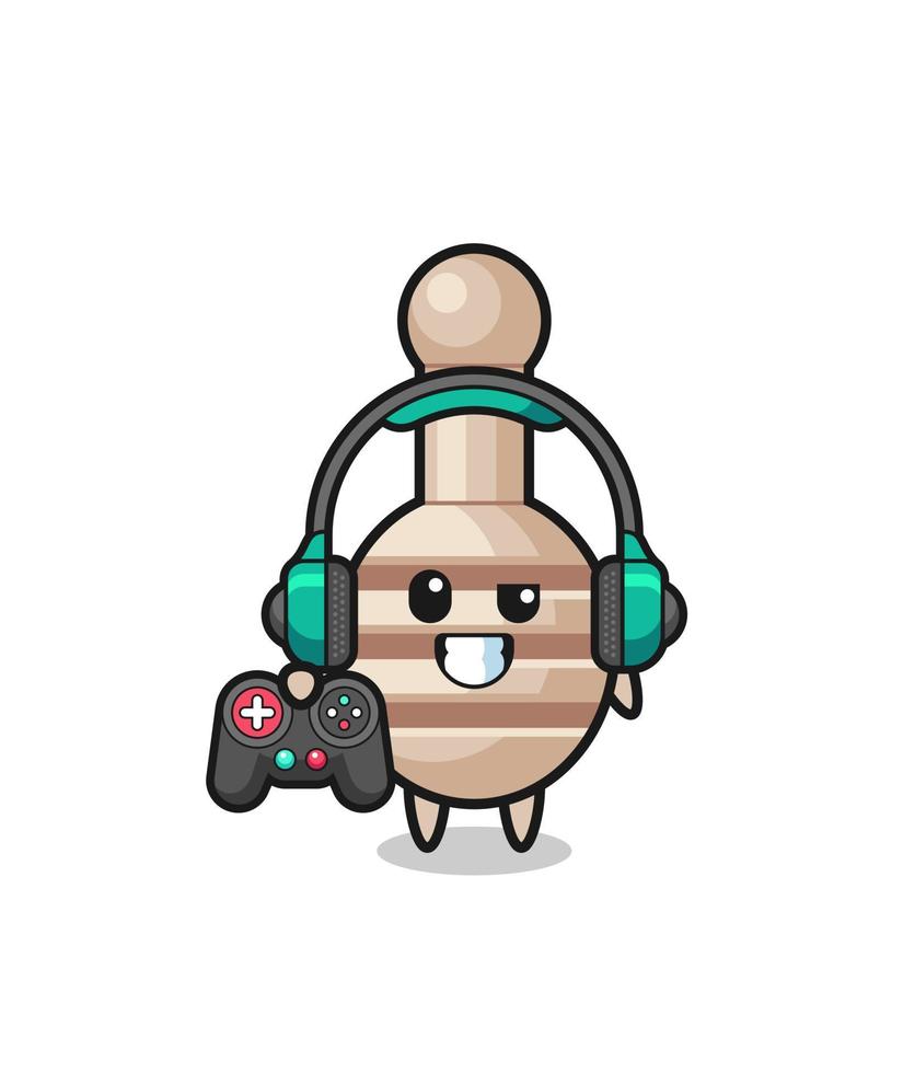 mascota de jugador de cucharón de miel sosteniendo un controlador de juego vector