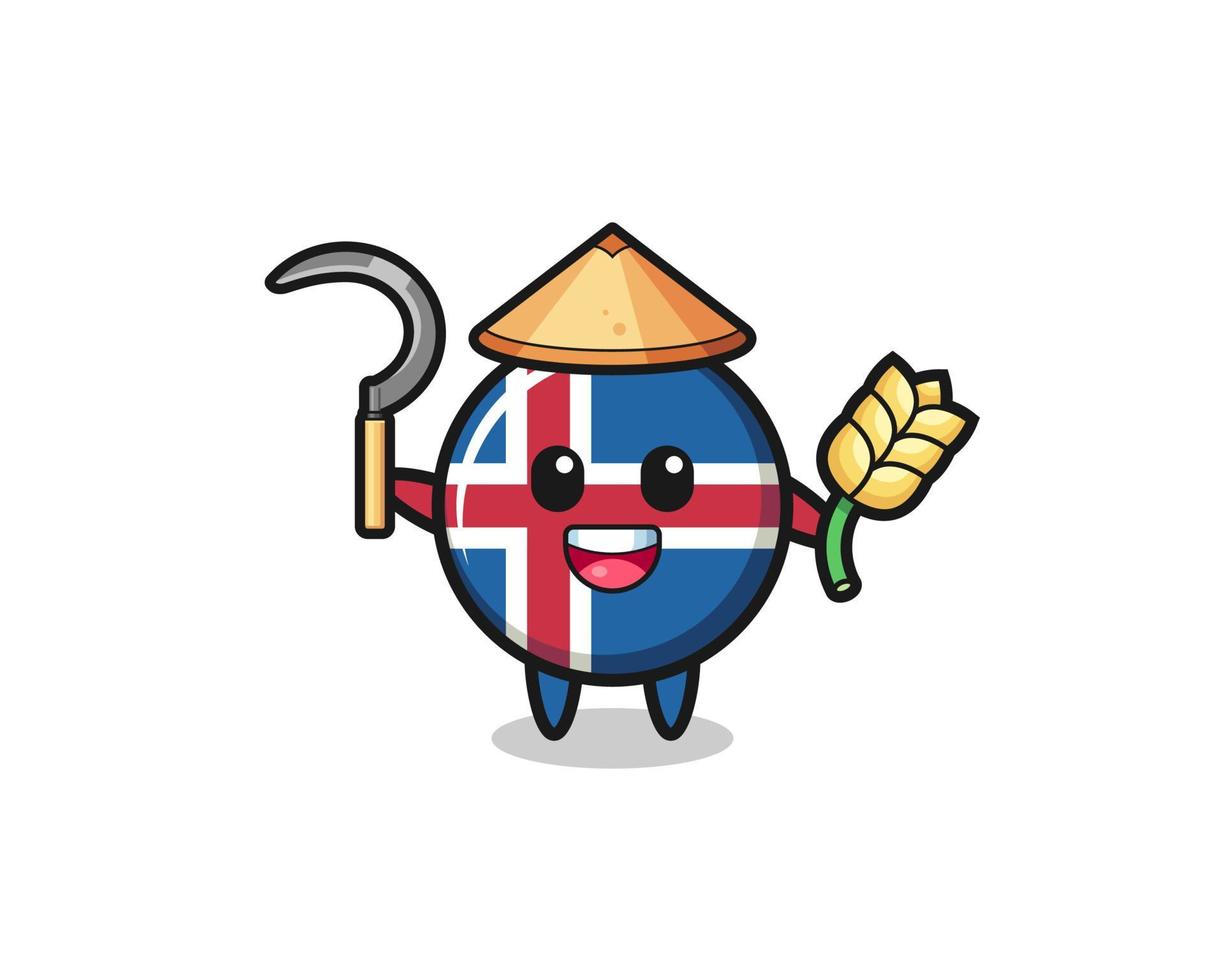 islandia bandera asia agricultor celebración arroz vector