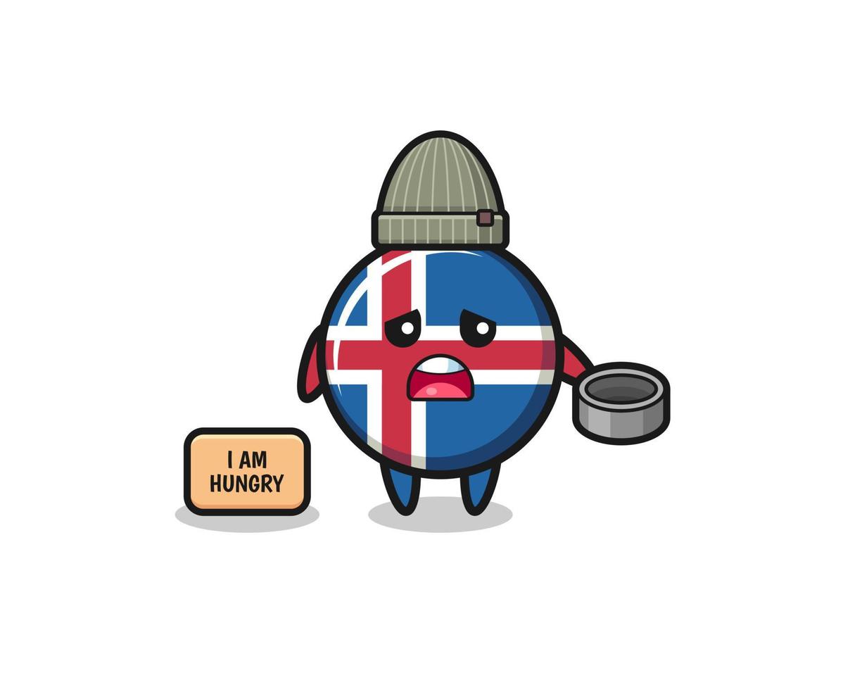 cute iceland flag beggar cartoon character vector