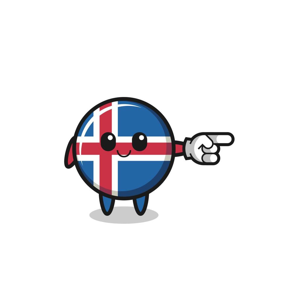 iceland flag mascot with pointing right gesture vector