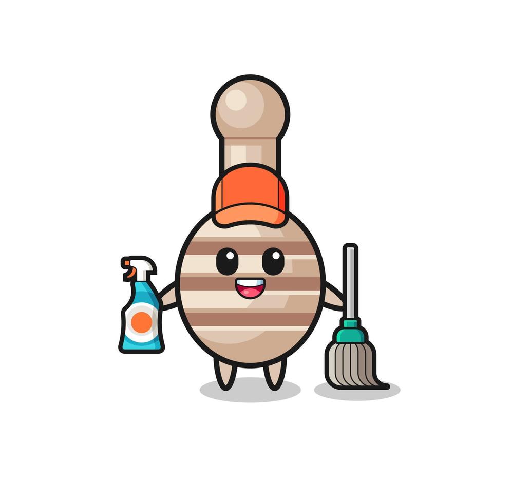 lindo personaje de cucharón de miel como mascota de los servicios de limpieza vector