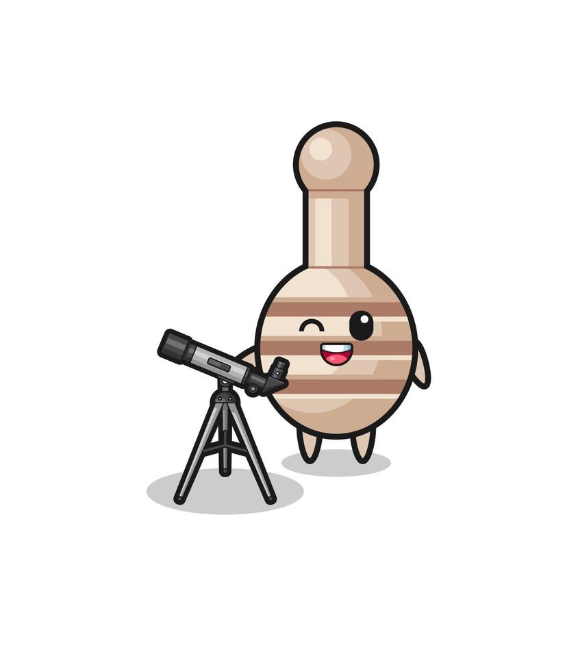 honey dipper astronomer mascot with a modern telescope vector
