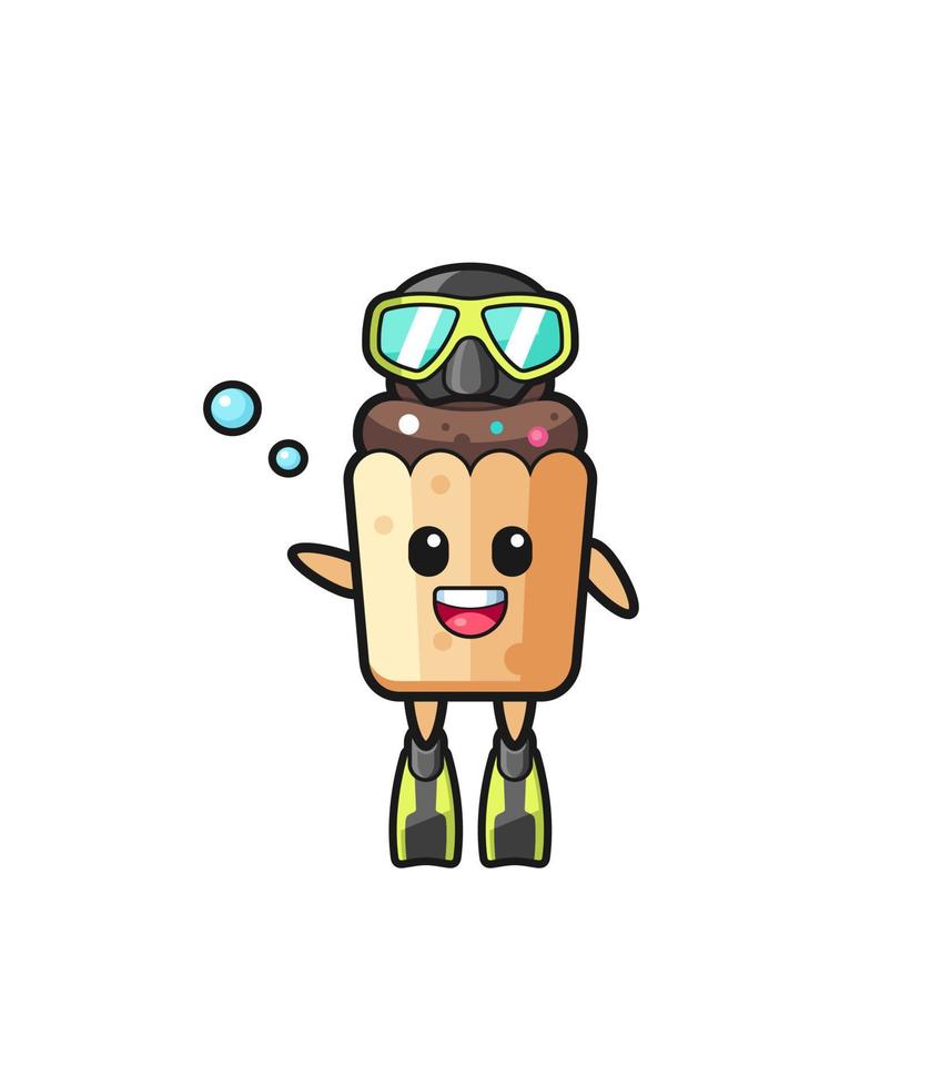 the cupcake diver cartoon character vector