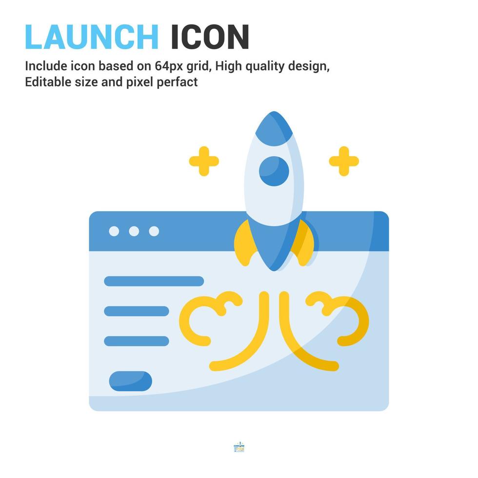 Launch icon vector with outline style isolated on white background. Vector illustration launching sign symbol icon concept for digital business, finance, industry, company, apps, web and project