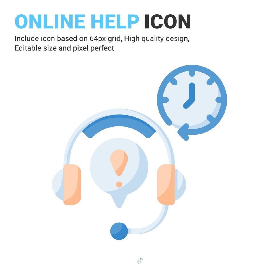 Online help icon vector with flat color style isolated on white background. Vector illustration service center sign symbol icon concept for business, finance, industry, company, apps and project