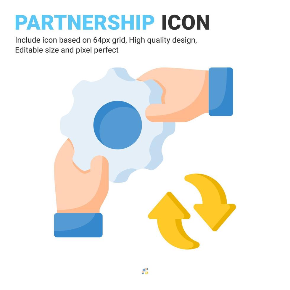 Partnership icon vector with flat color style isolated on white background. Vector illustration teamwork sign symbol icon concept for digital business, finance, industry, company, apps and project