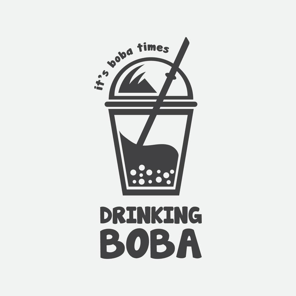 pictograma de vector de diseño de logotipo de bebida boba