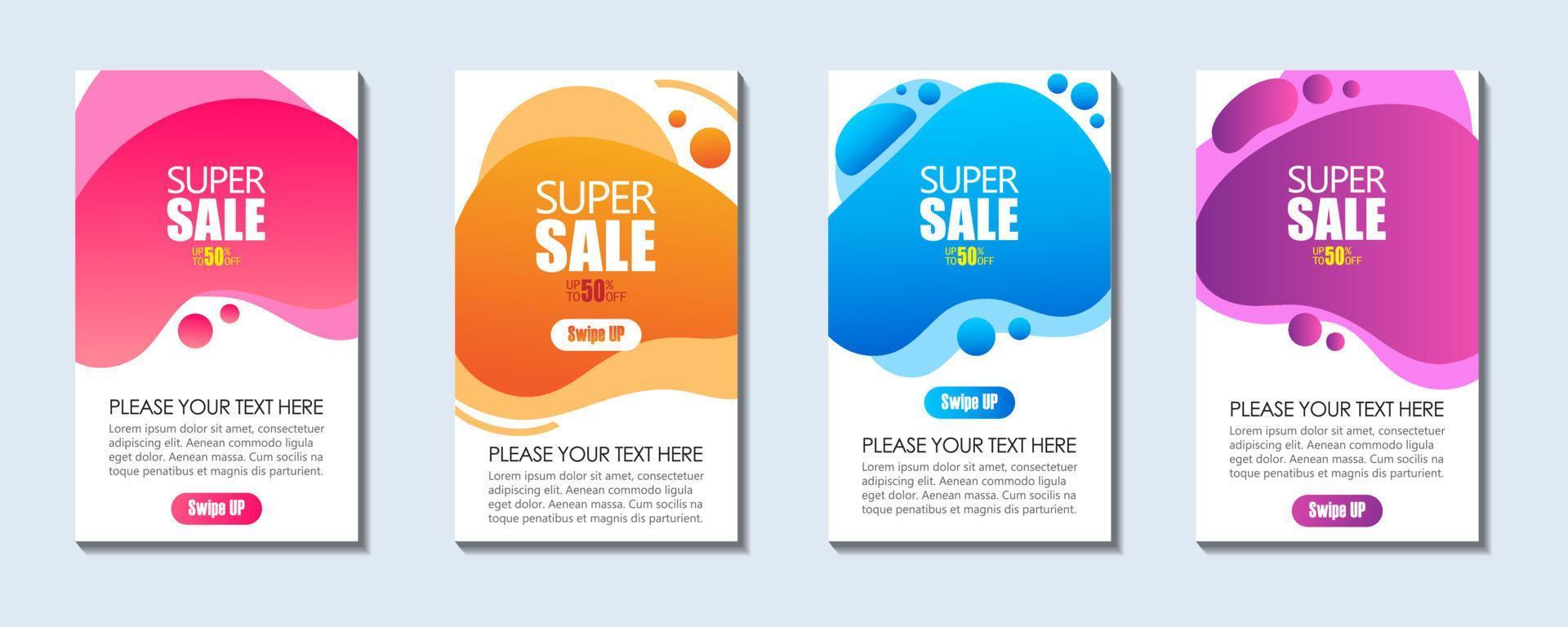 Modern Fluid For Super Sale Banners Design. Discount Banner Promotion Template. abstract Background vector