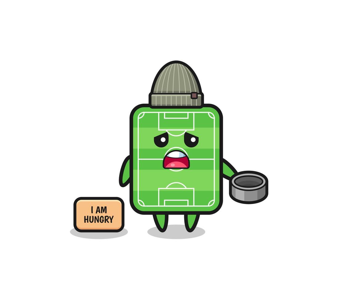 cute football field beggar cartoon character vector