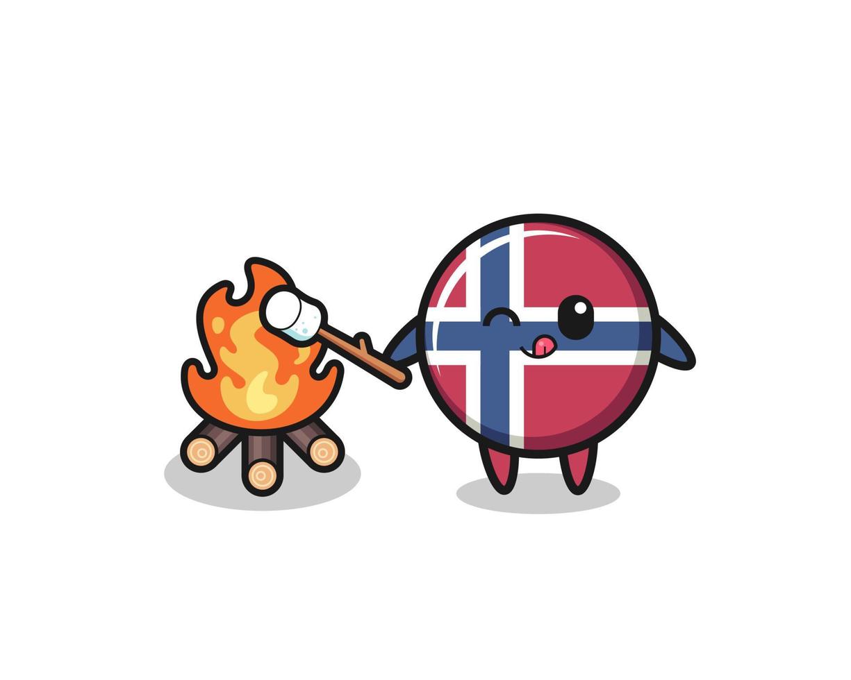 norway flag character is burning marshmallow vector