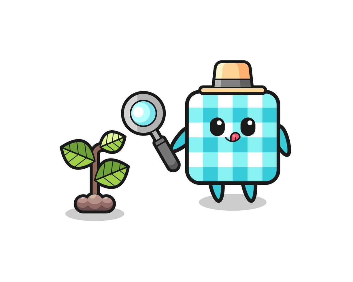 cute checkered tablecloth herbalist researching a plants vector