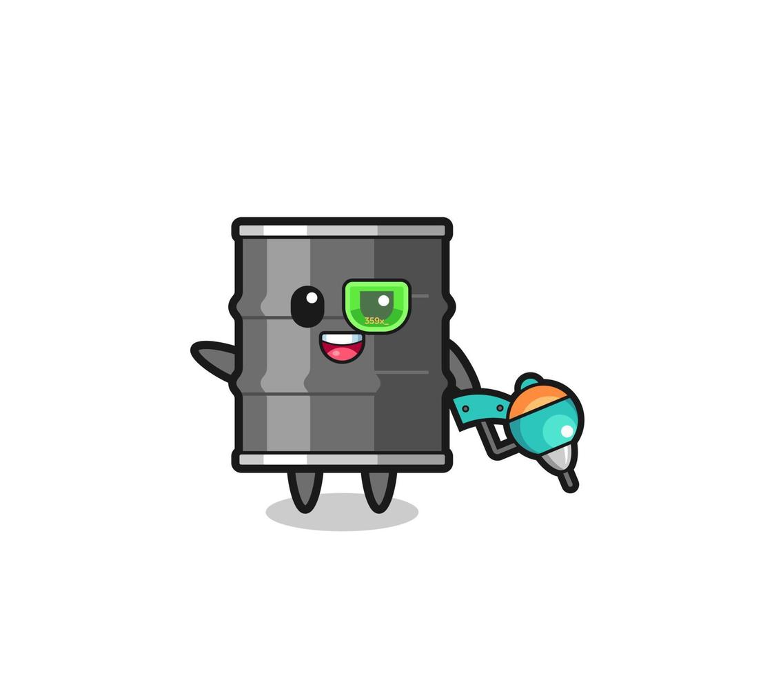 oil drum cartoon as future warrior mascot vector