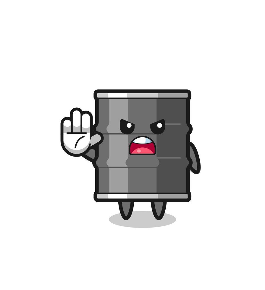 oil drum character doing stop gesture vector