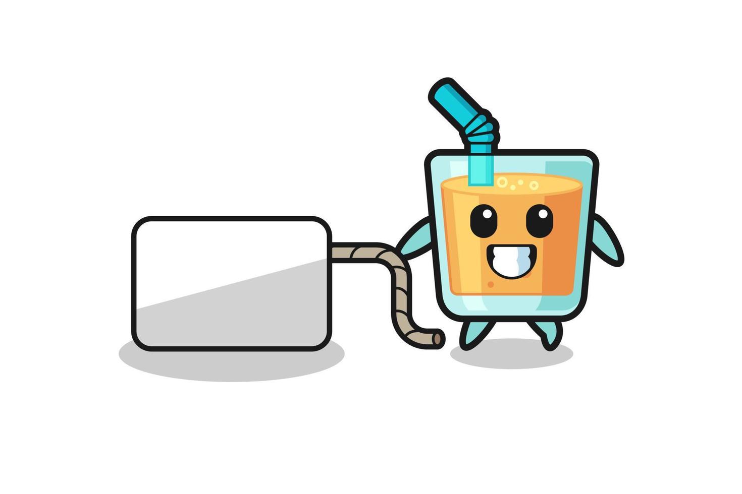 orange juice cartoon is pulling a banner vector