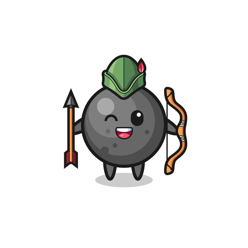 cannon ball cartoon as medieval archer mascot vector
