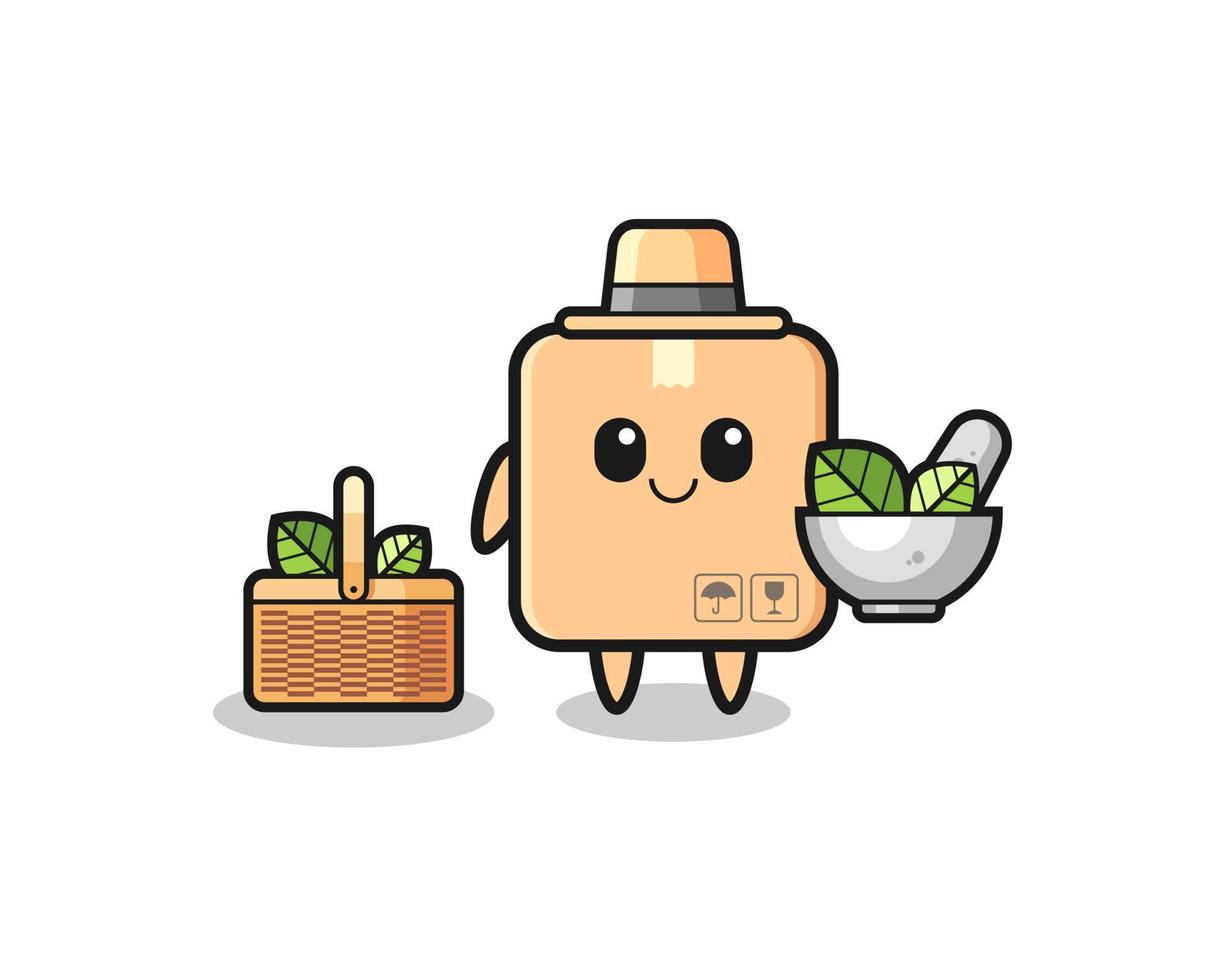 cardboard box herbalist cute cartoon vector