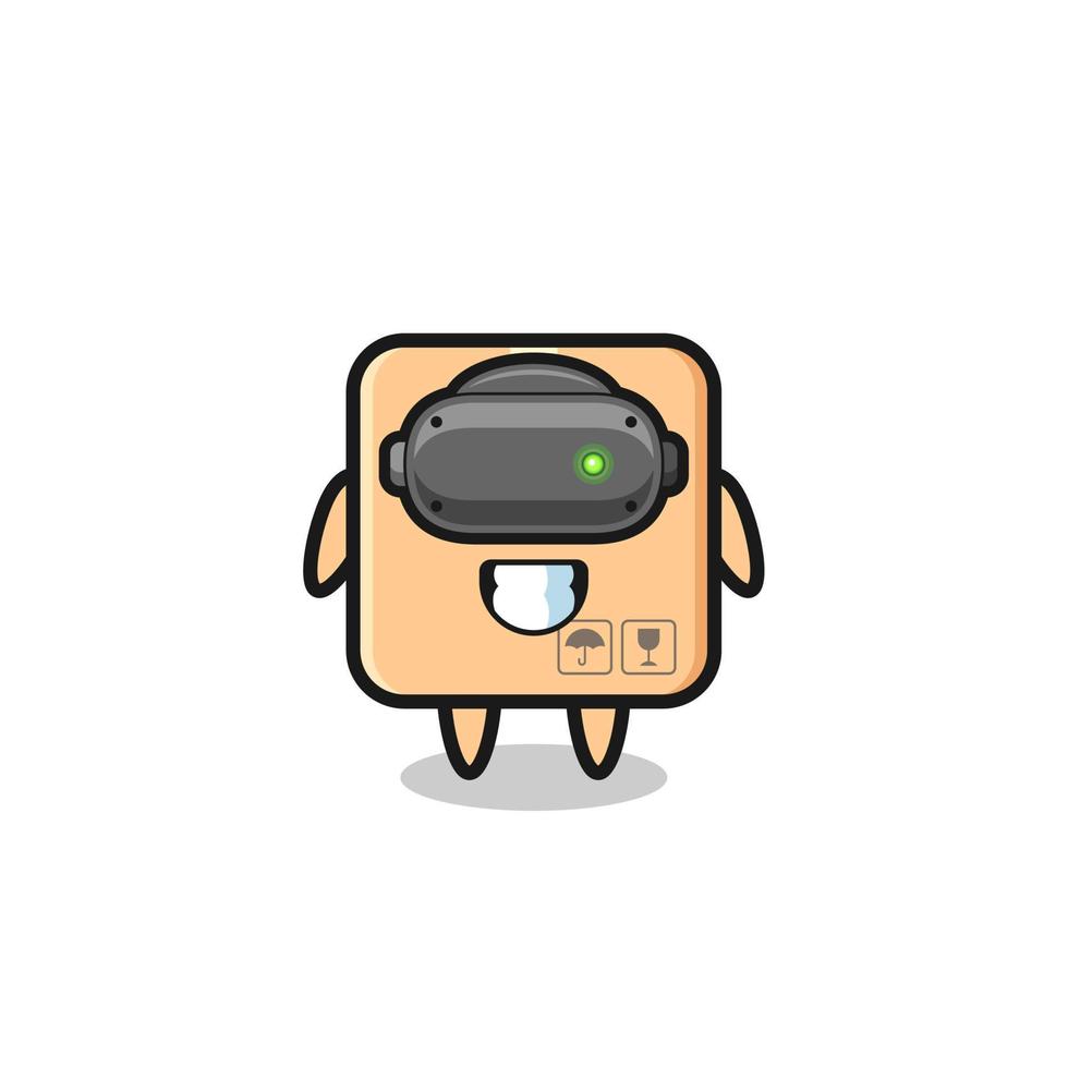 cute cardboard box using VR headset vector