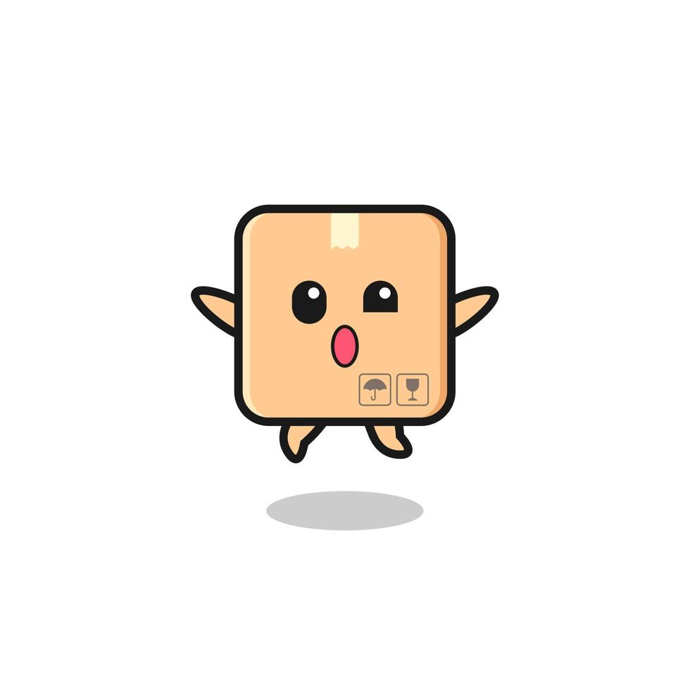 cardboard box character is jumping gesture vector