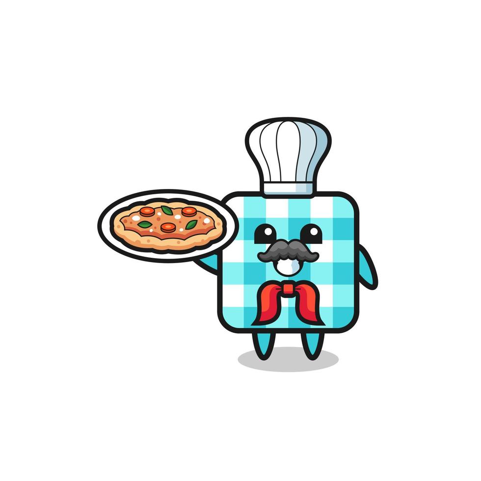 checkered tablecloth character as Italian chef mascot vector