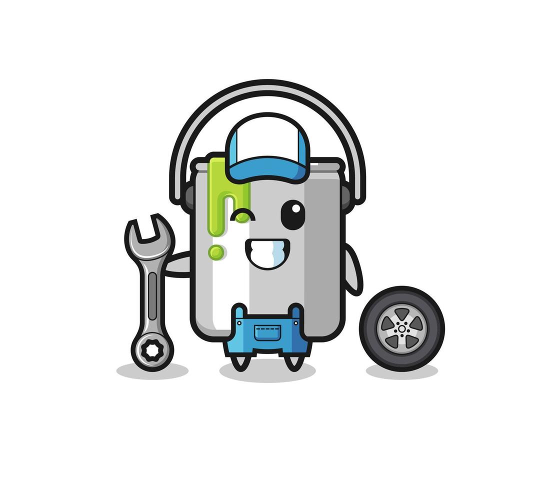 the paint tin character as a mechanic mascot vector