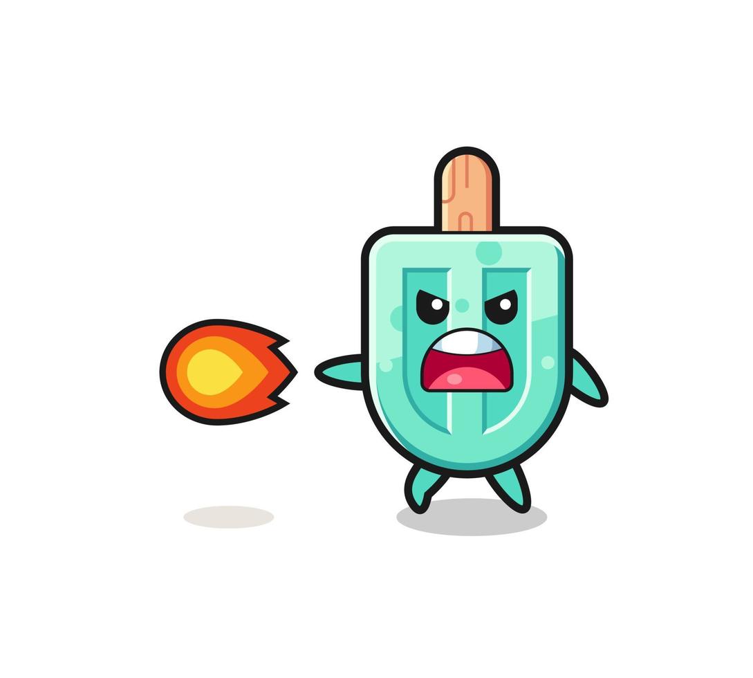 cute popsicles mascot is shooting fire power vector