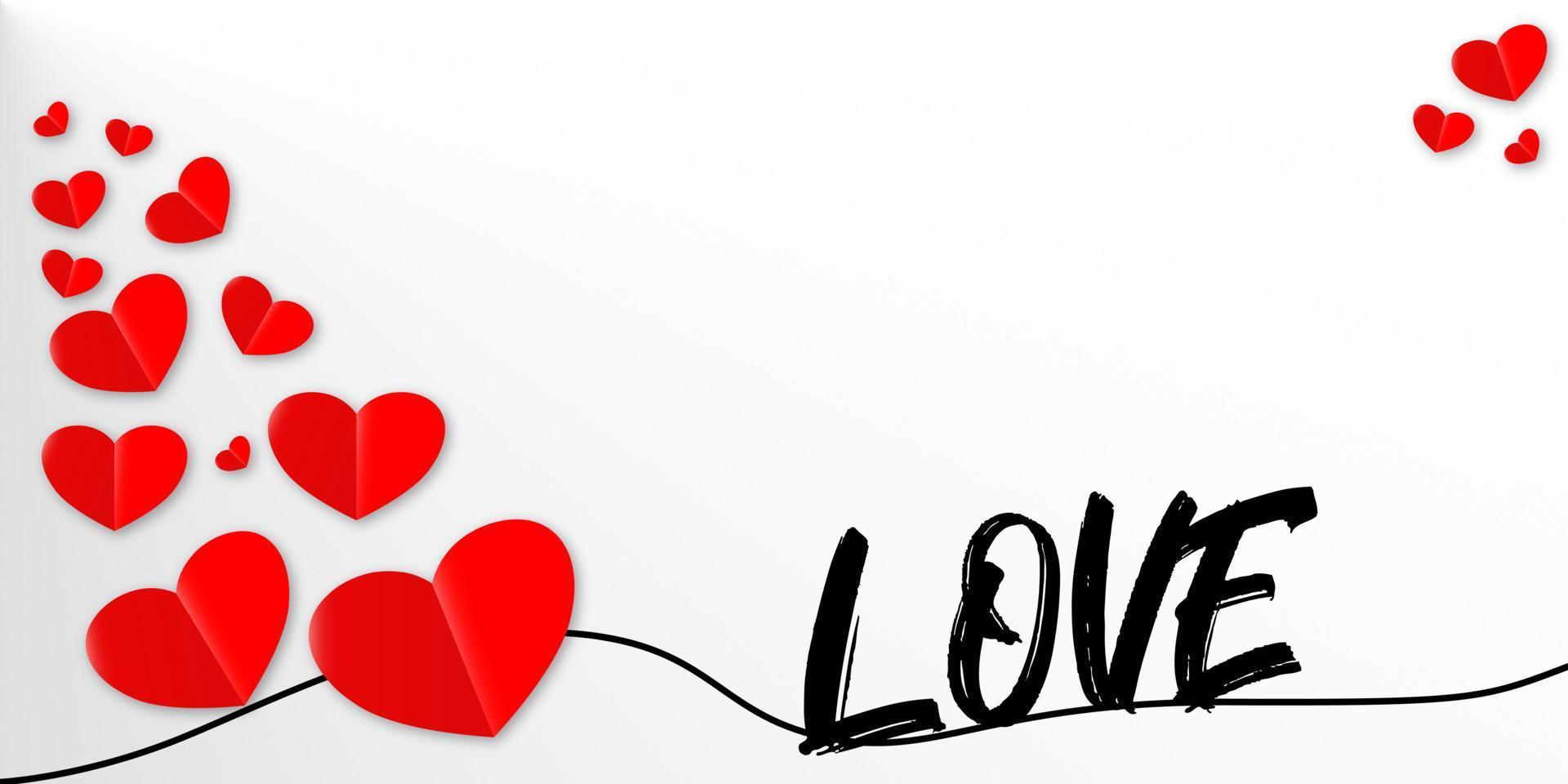 Red Hearts Of Paper On white Background For Happy San Valentine Day. vector