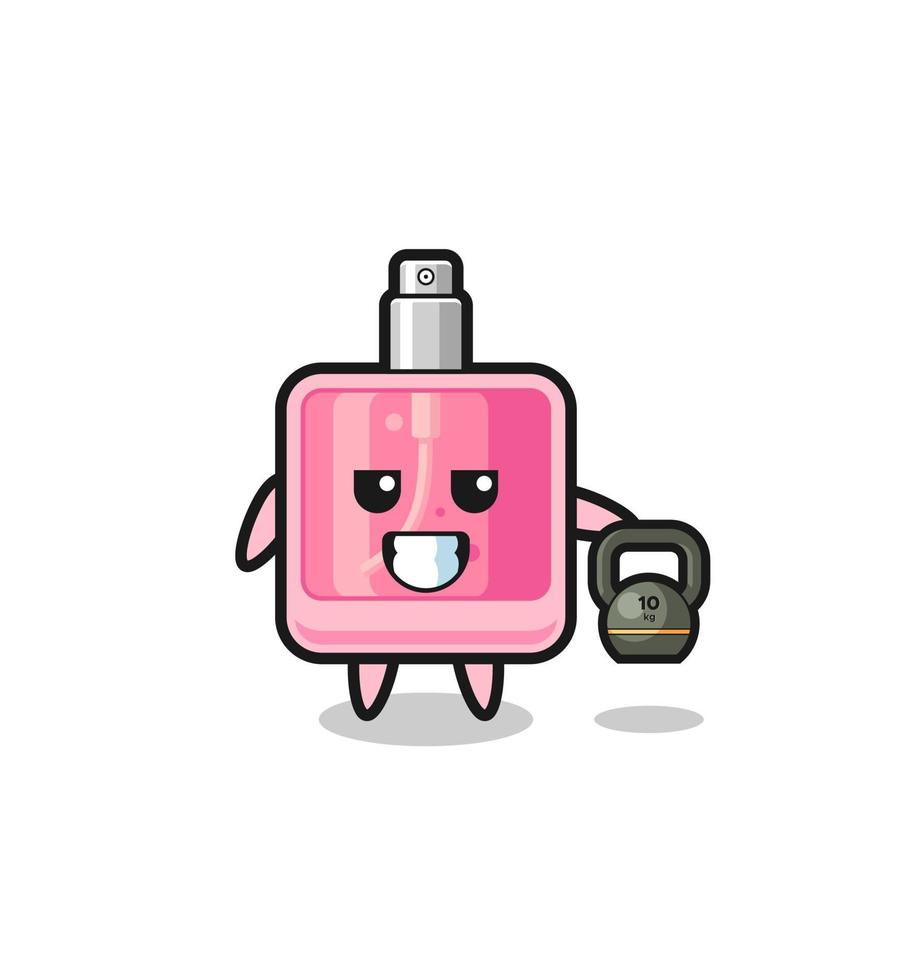 perfume mascot lifting kettlebell in the gym vector