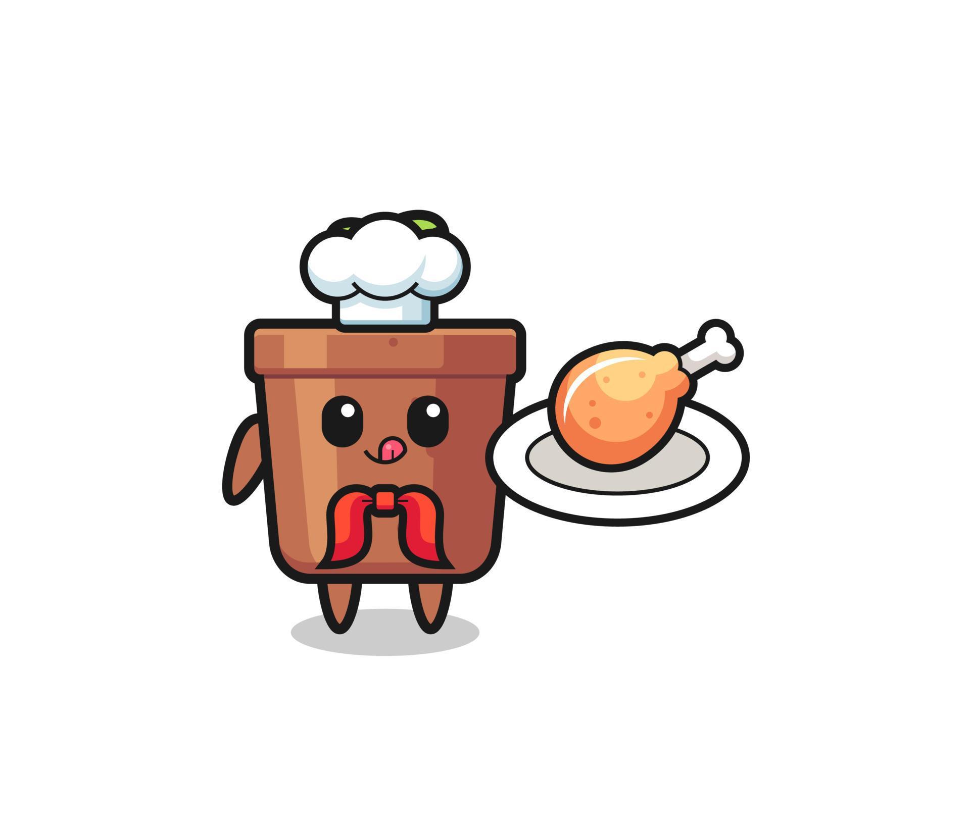 plant pot fried chicken chef cartoon character 5399141 Vector Art at