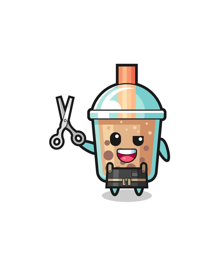 bubble tea character as barbershop mascot vector