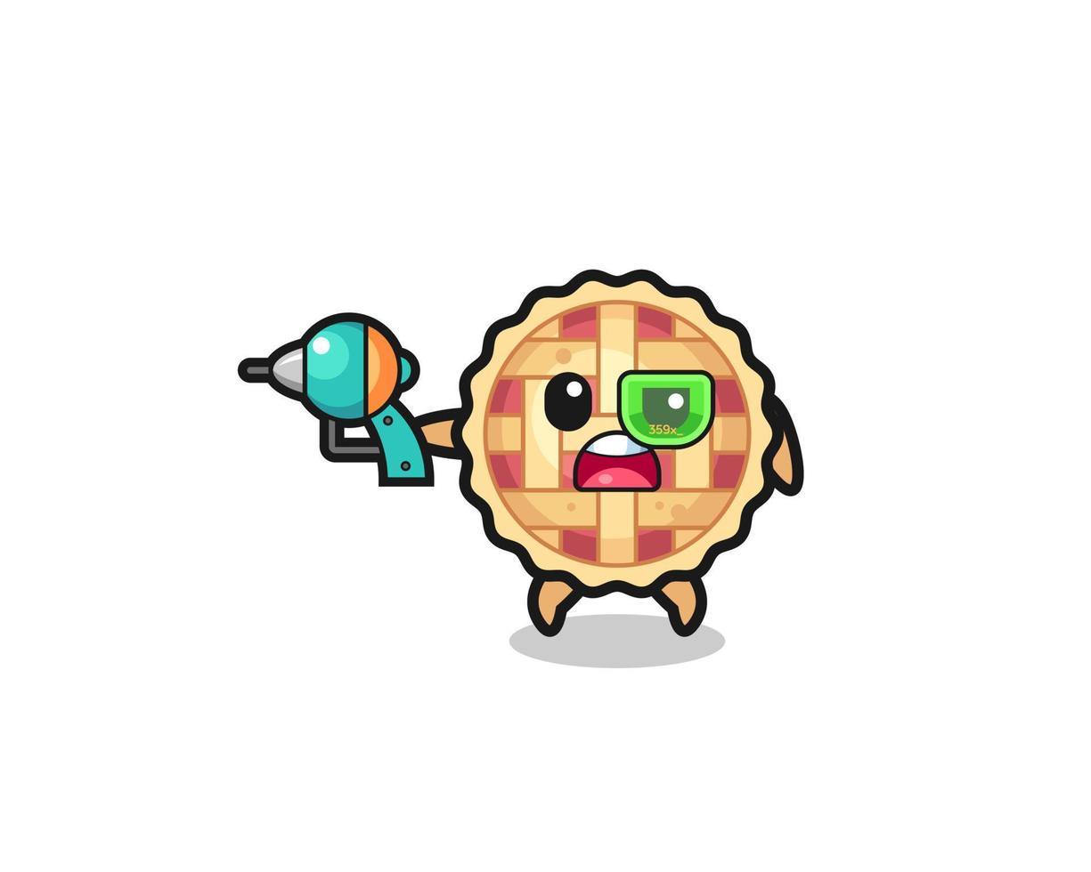 cute apple pie holding a future gun vector