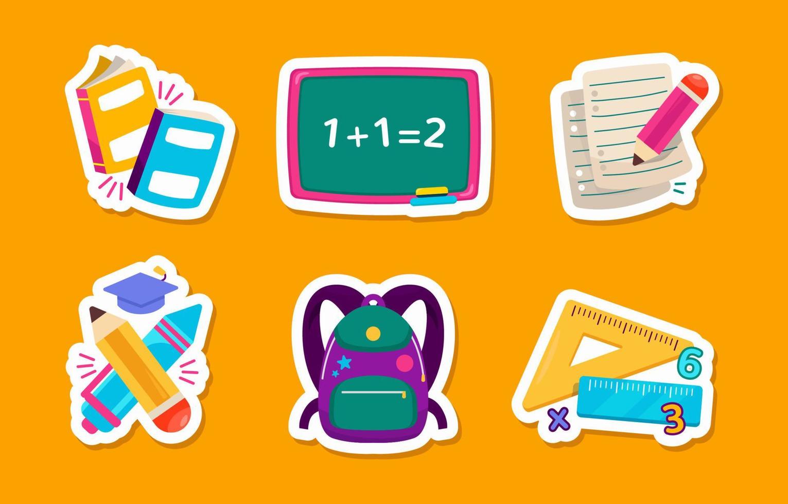 Set of Cute School Stuff Stickers vector