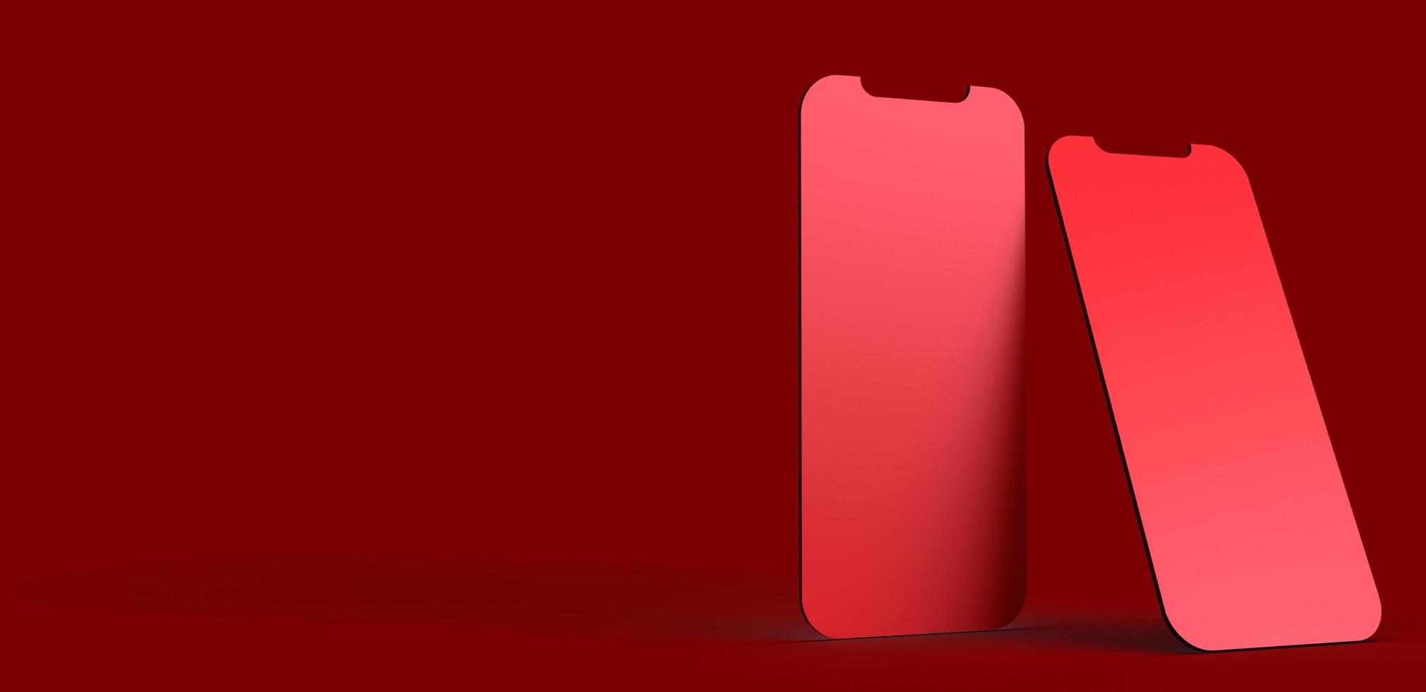 rojo rosa color teléfono inteligente tableta móvil pantalla táctil objeto maqueta vacío fondo papel pintado copia espacio creativo diseño gráfico negocio tecnología electrónica digital en línea display.3d render foto