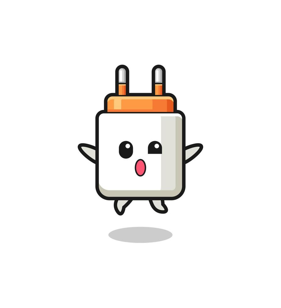 power adapter character is jumping gesture vector