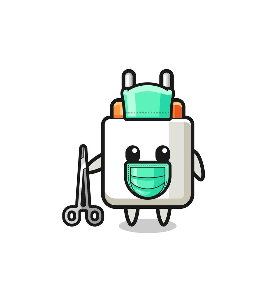 surgeon power adapter mascot character vector