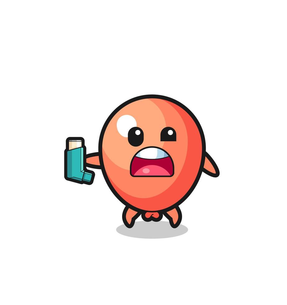 balloon mascot having asthma while holding the inhaler vector