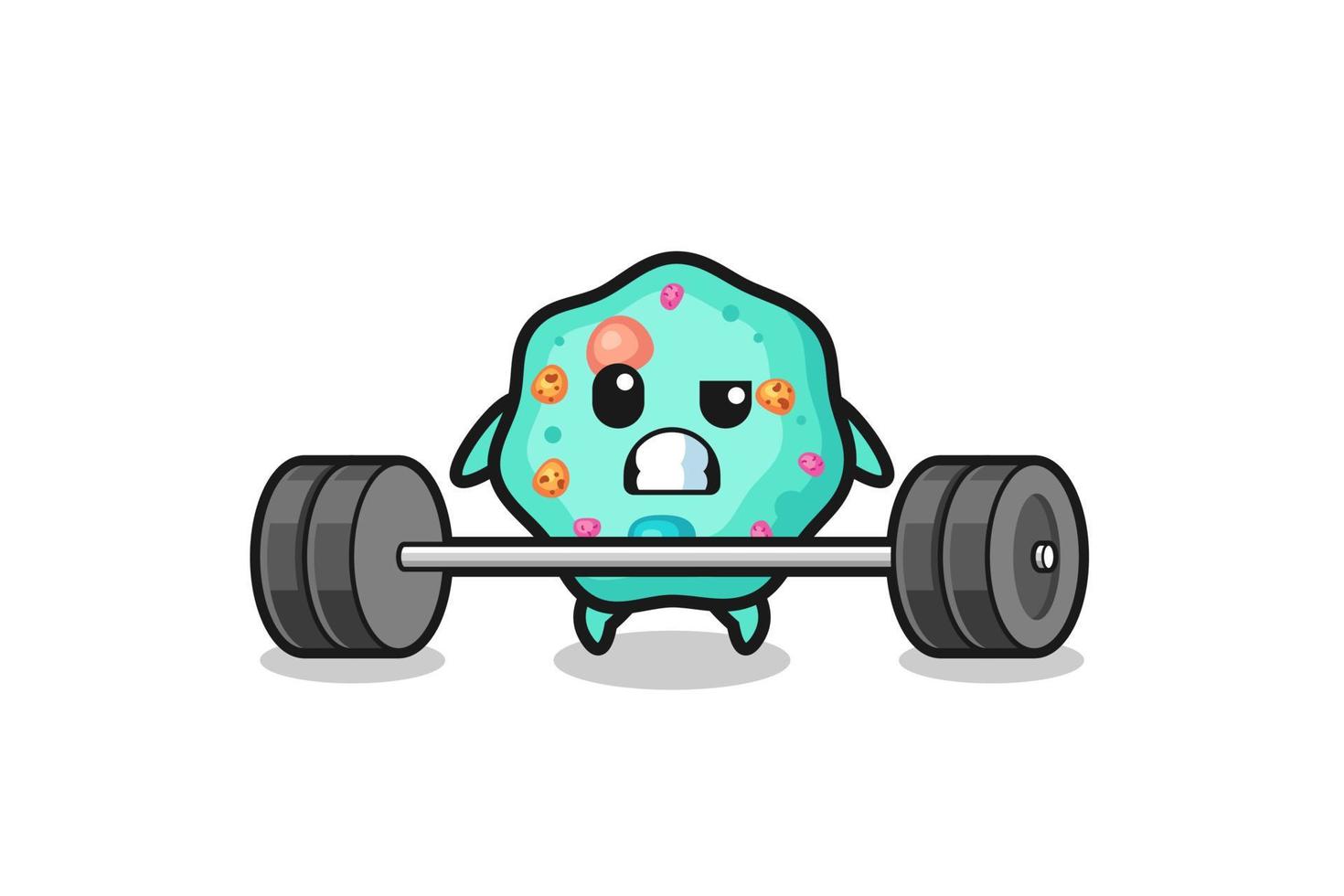 cartoon of amoeba lifting a barbell vector