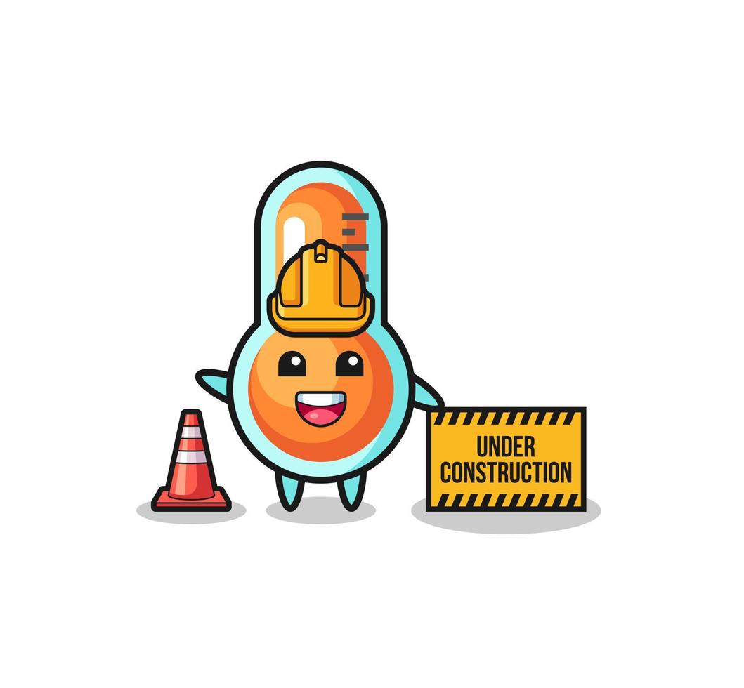 illustration of thermometer with under construction banner vector