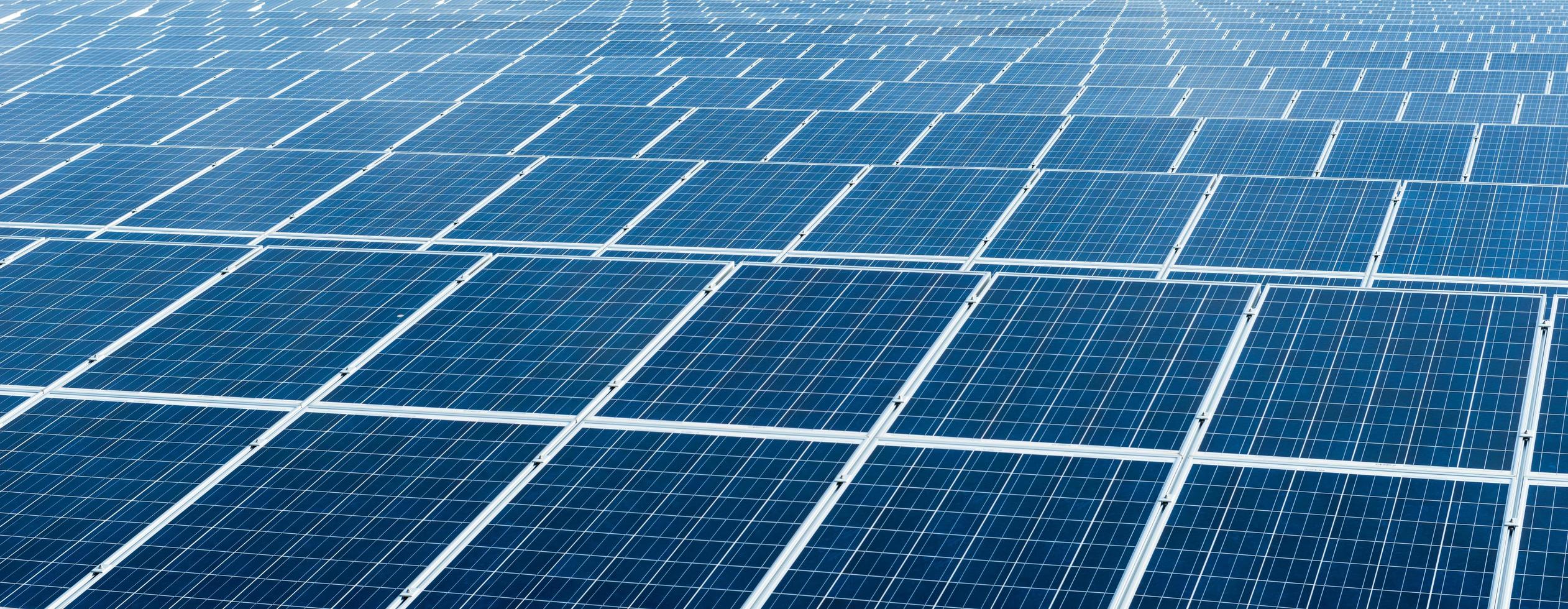 Solar cell panels in a photovoltaic power plant photo