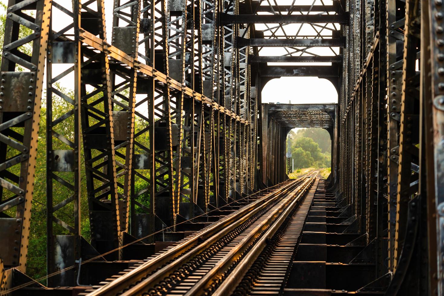 iron railway bridge in the evening, Thailand photo