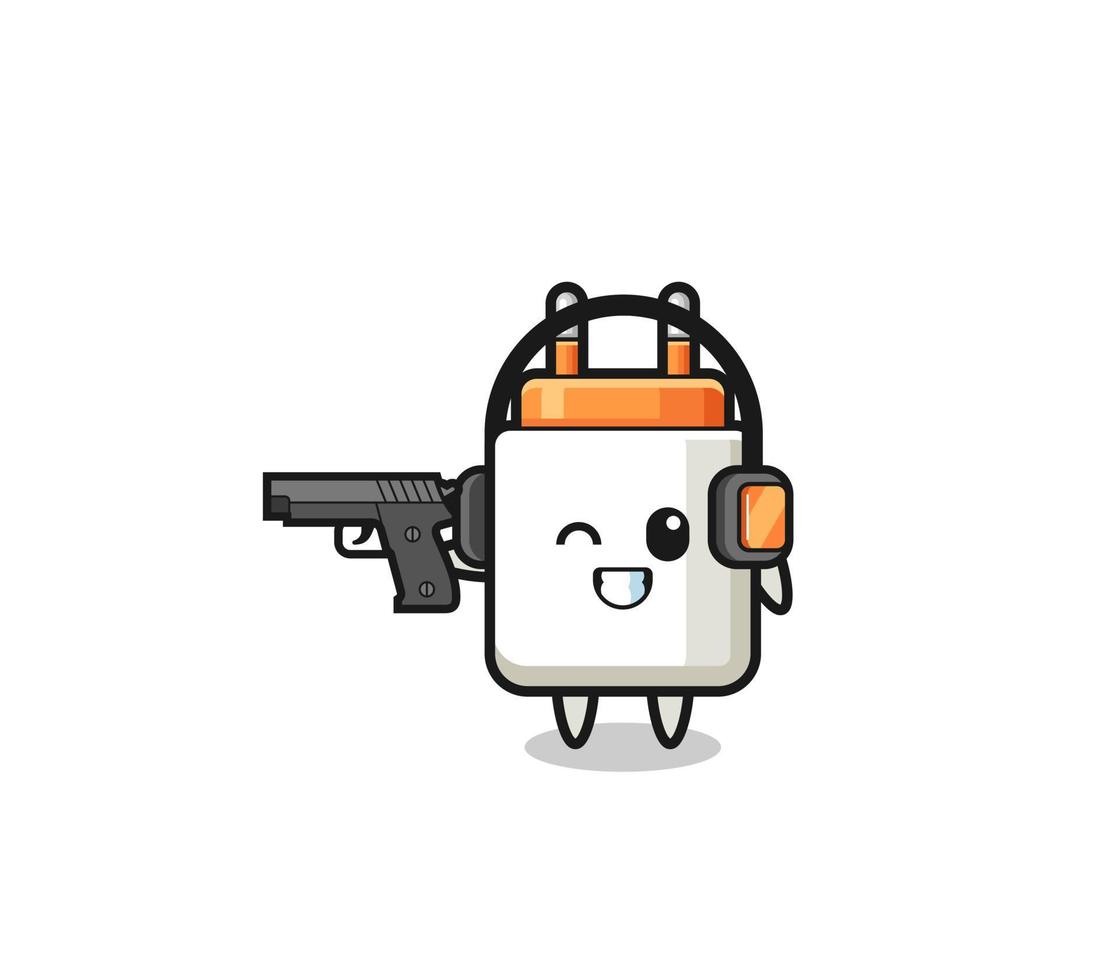 illustration of power adapter cartoon doing shooting range vector