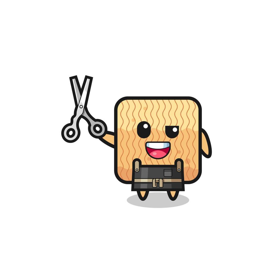 raw instant noodle character as barbershop mascot vector