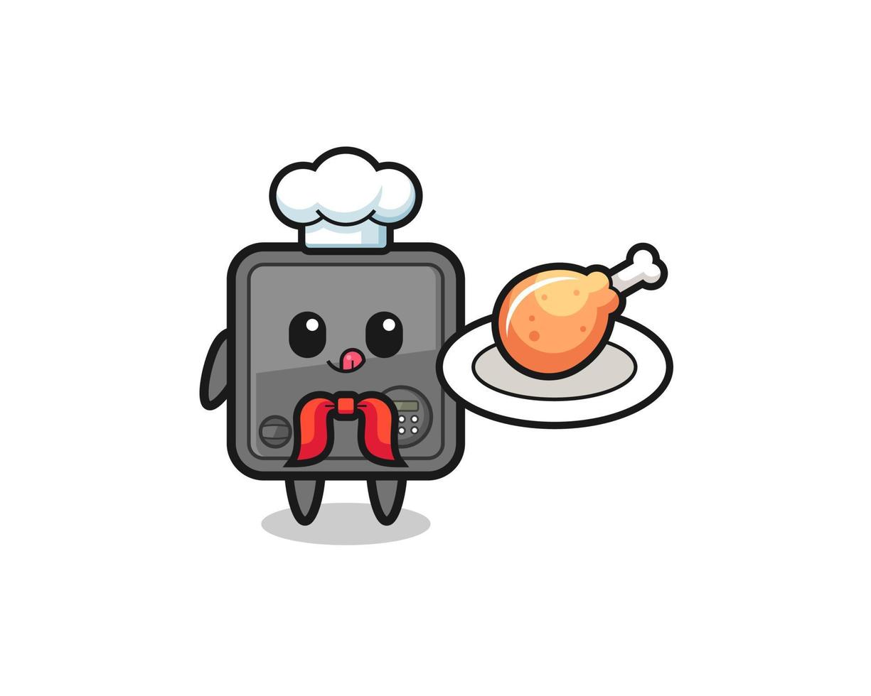 safe box fried chicken chef cartoon character vector