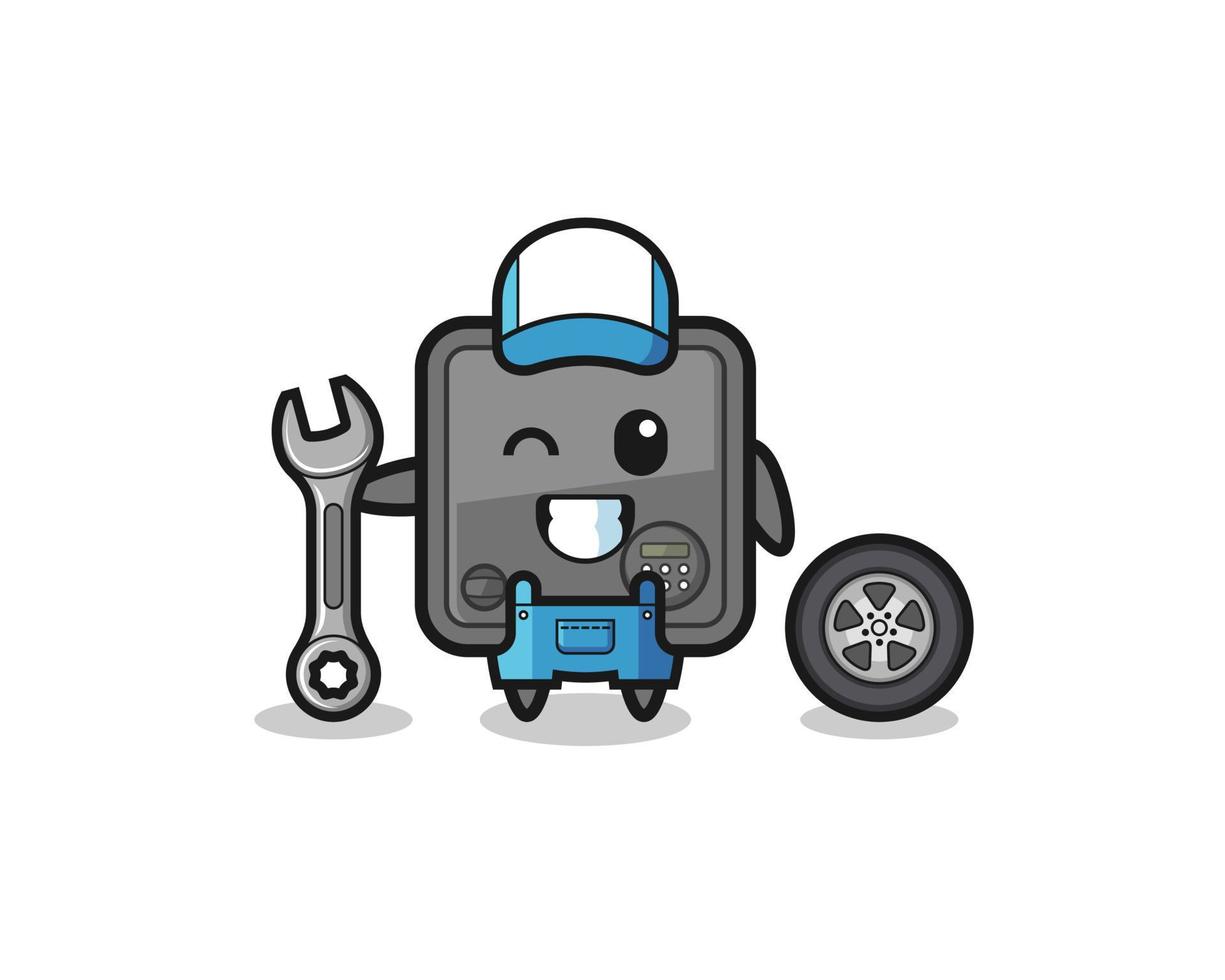 the safe box character as a mechanic mascot vector