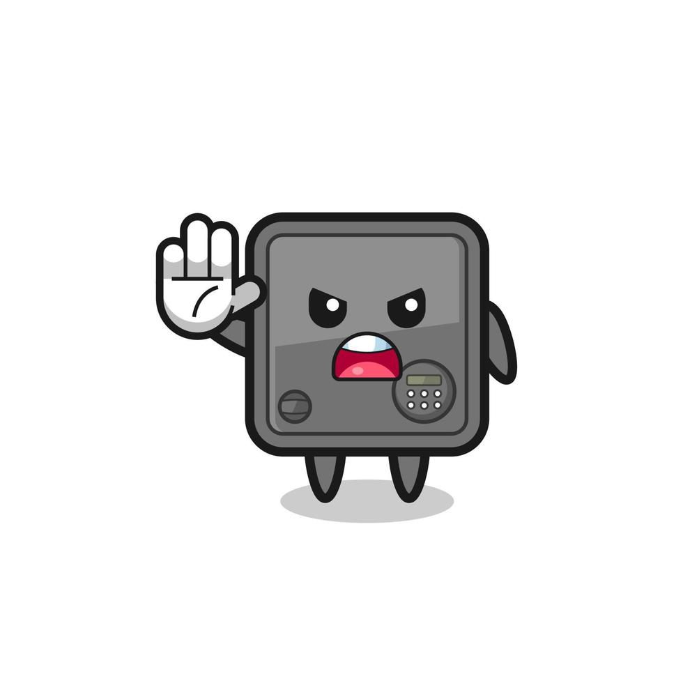 safe box character doing stop gesture vector